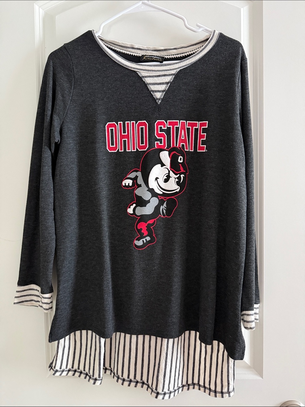 Ohio State Charcoal Layered-Look Top
